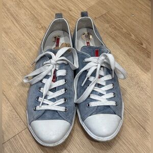 Baby blue suede 2010’s prada sport sneaker